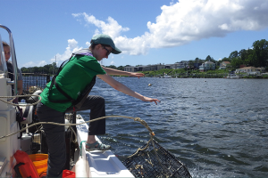 Opportunities for undergrads homepage image, student on boat