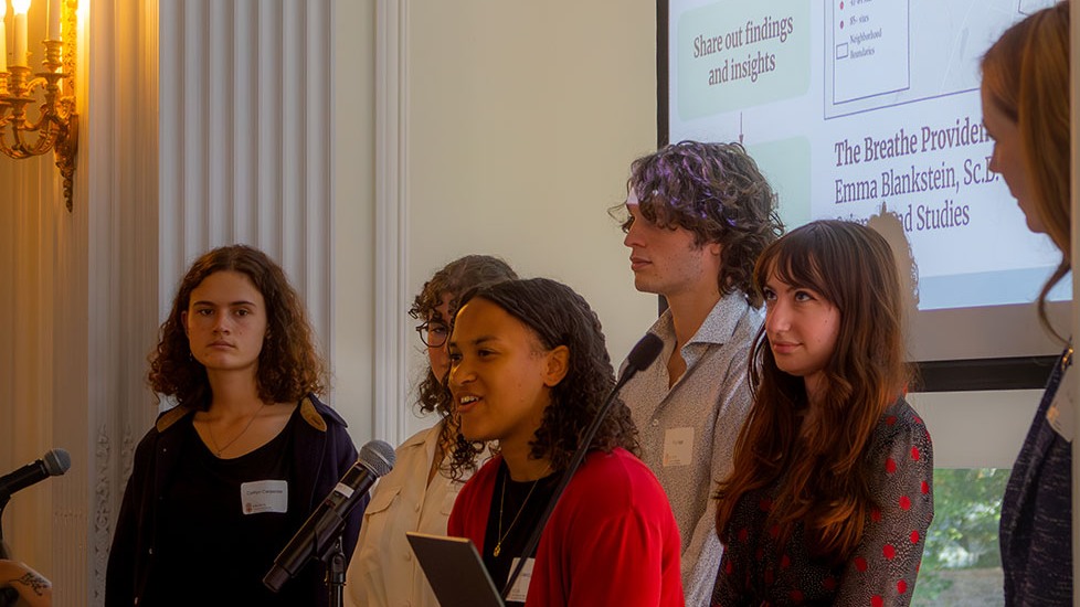 Former Voss undergraduate fellows answered questions about their research from the audience alongside Kim Cobb