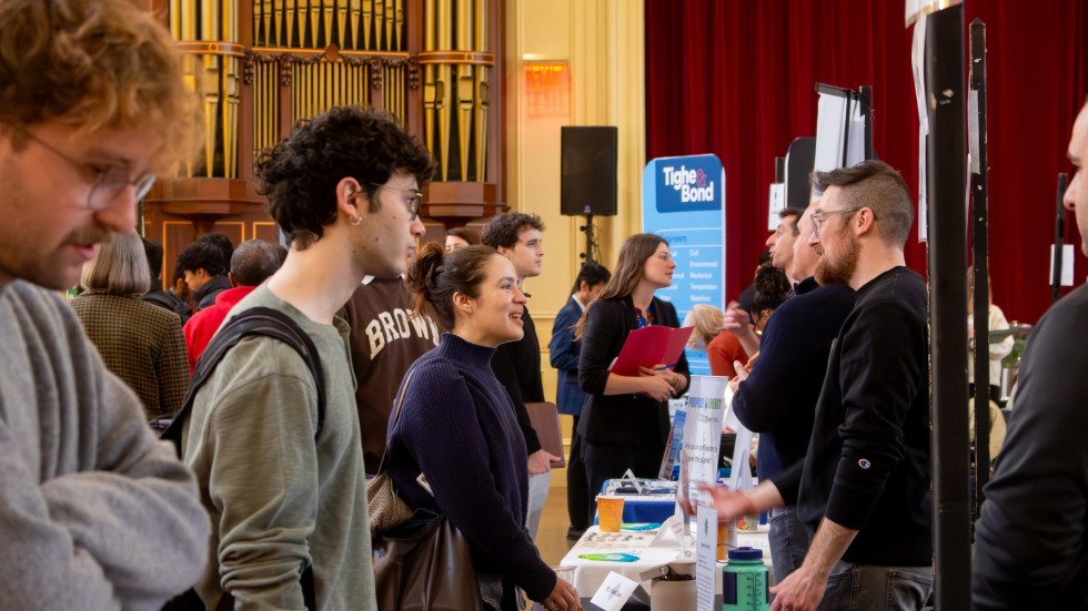 Students speak to employers at the Career Fair